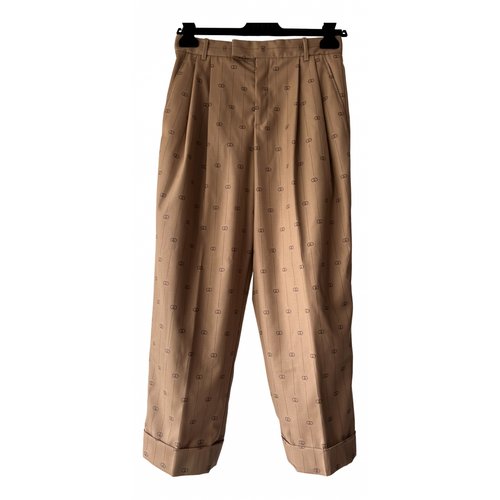 Pre-owned Gucci Wool Trousers In Camel