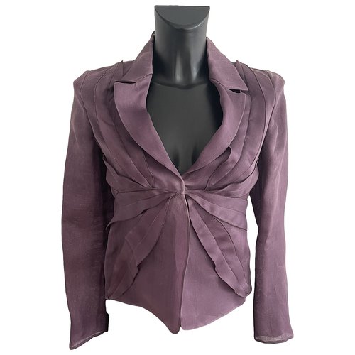 Pre-owned Versace Silk Jacket In Purple