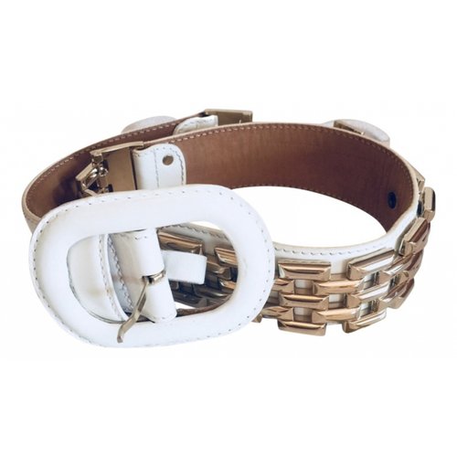 Pre-owned Versace Patent Leather Belt In White
