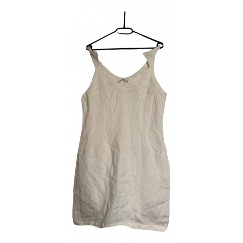Pre-owned Mossman Linen Mid-length Dress In White