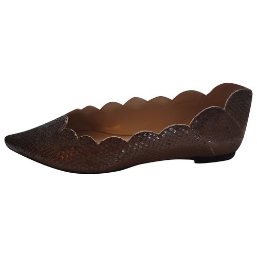 Pre-owned Chloé Lauren Leather Ballet Flats In Brown