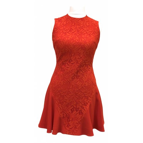 Pre-owned David Koma Lace Mid-length Dress In Red
