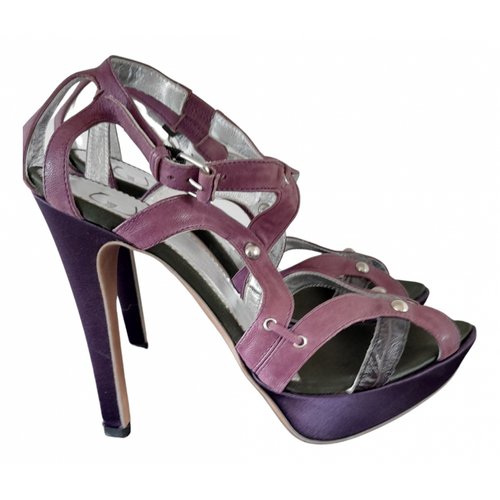 Pre-owned Just Cavalli Leather Sandals In Purple