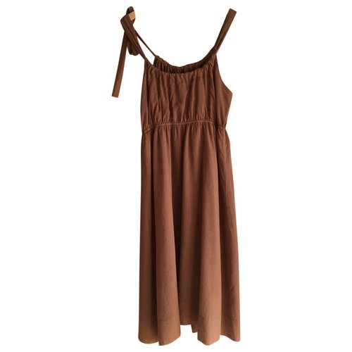 Pre-owned Theory Mid-length Dress In Brown