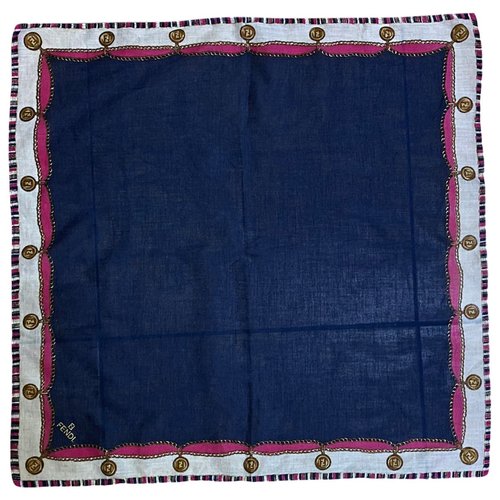 Pre-owned Fendi Silk Handkerchief In Blue