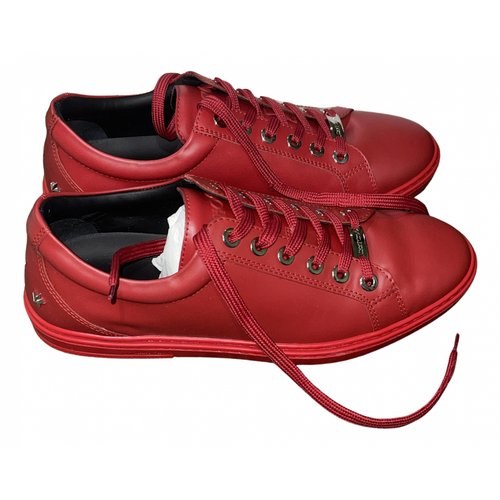 Pre-owned Jimmy Choo Cash Leather Low Trainers In Red