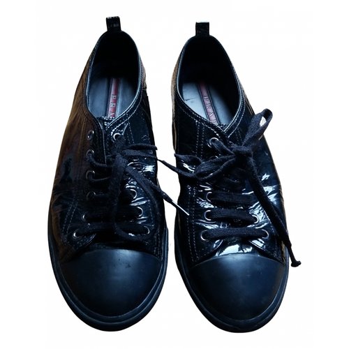 Pre-owned Prada Patent Leather Trainers In Black