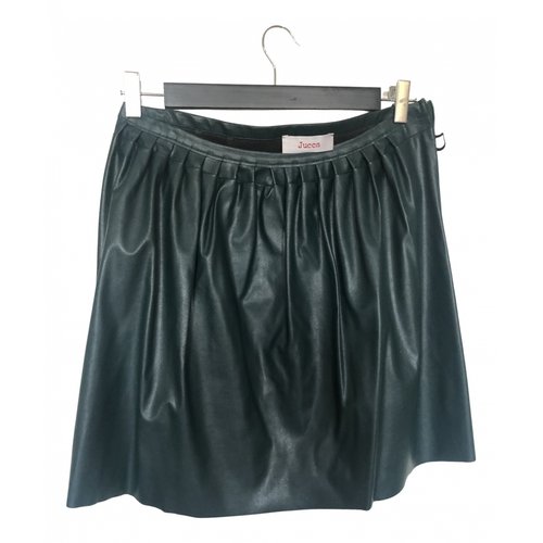 Pre-owned Jucca Vegan Leather Mini Skirt In Green