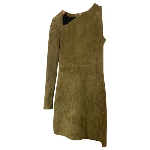 Pre-owned Balmain Leather Mid-length Dress In Green