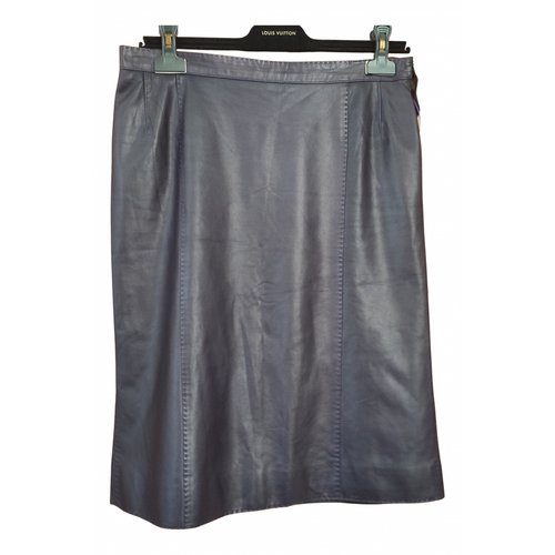 Pre-owned Louis Vuitton Leather Mid-length Skirt In Purple