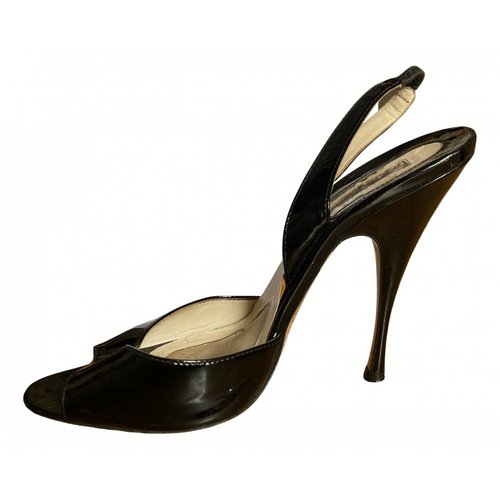 Pre-owned Brian Atwood Patent Leather Sandals In Black
