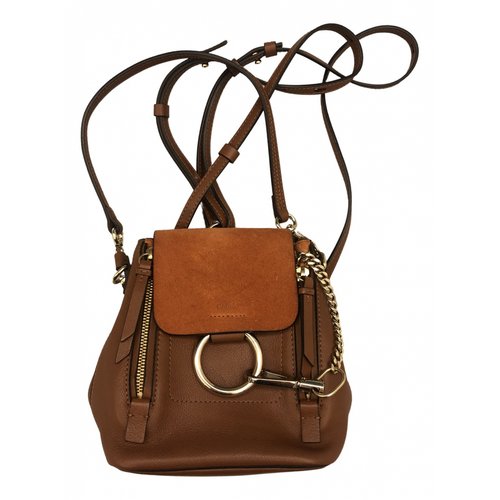 Pre-owned Chloé Faye Leather Backpack In Camel