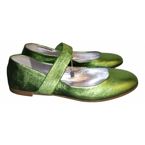 Pre-owned Giuseppe Zanotti Leather Ballet Flats In Green