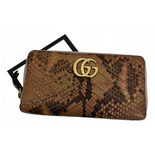 Pre-owned Gucci Marmont Python Wallet In Multicolour