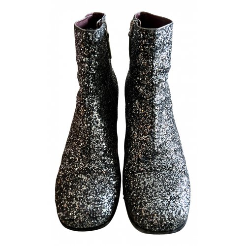 Pre-owned Marc Jacobs Glitter Ankle Boots In Anthracite