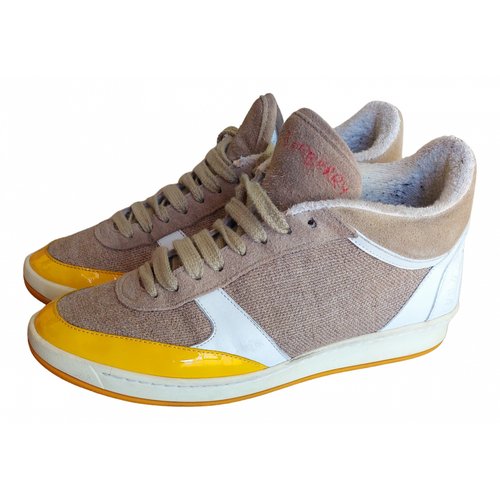 Pre-owned Burberry Cloth Trainers In Beige