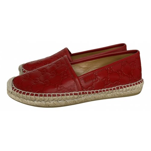 Pre-owned Gucci Leather Espadrilles In Red