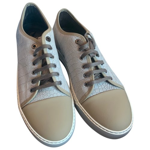 Pre-owned Lanvin Leather Low Trainers In Beige