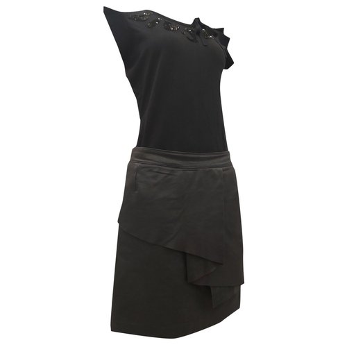 Pre-owned Max & Co Leather Mini Skirt In Black