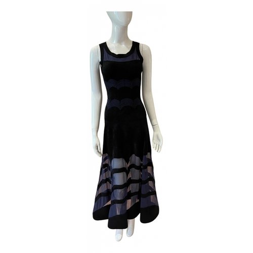 Pre-owned Alaïa Maxi Dress In Navy