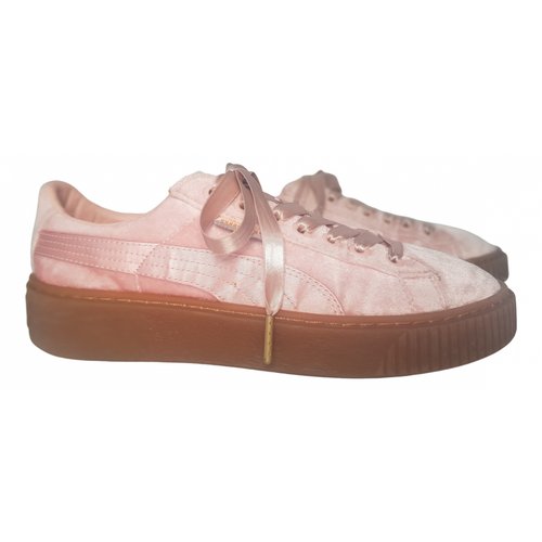 Pre-owned Puma Velvet Trainers In Pink