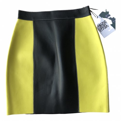Pre-owned Kirin Leather Mini Skirt In Yellow