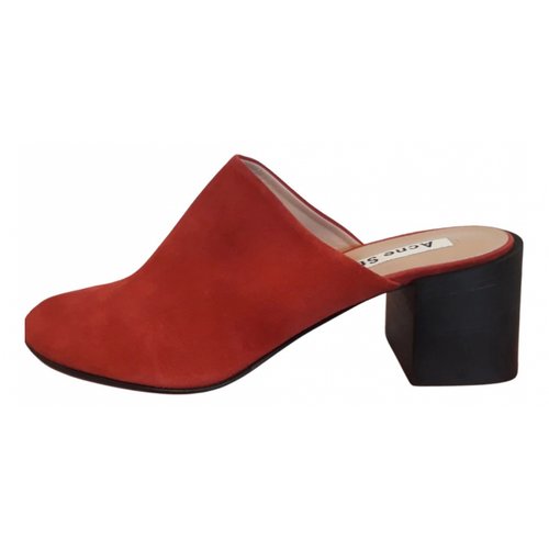 Pre-owned Acne Studios Mules & Clogs In Red