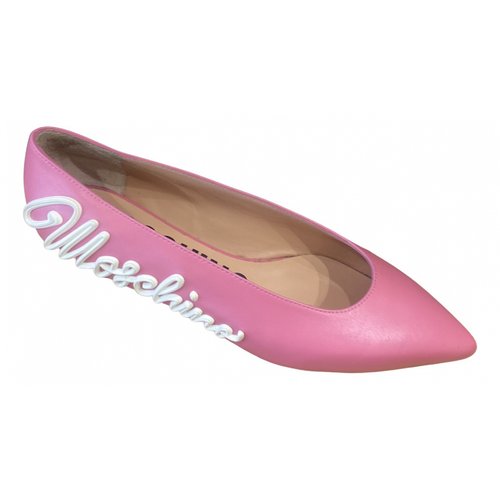 Pre-owned Moschino Leather Ballet Flats In Pink
