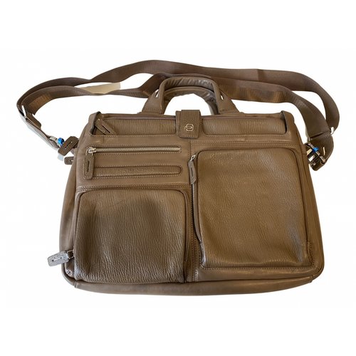 Pre-owned Piquadro Leather Satchel In Camel