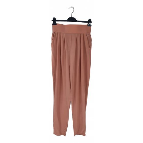 Pre-owned Ganni Silk Trousers In Pink