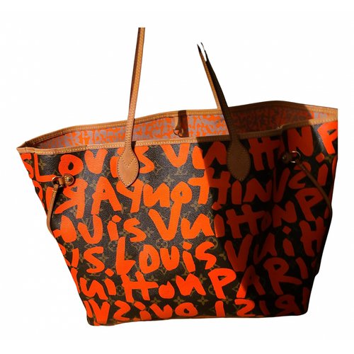Pre-owned Louis Vuitton Neverfull Cloth Tote In Orange