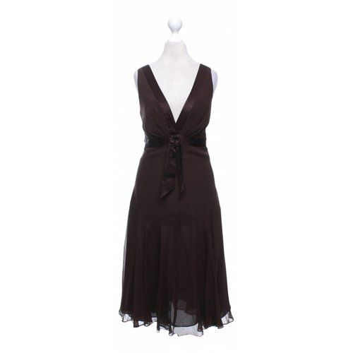 Pre-owned Ted Baker Silk Mid-length Dress In Brown