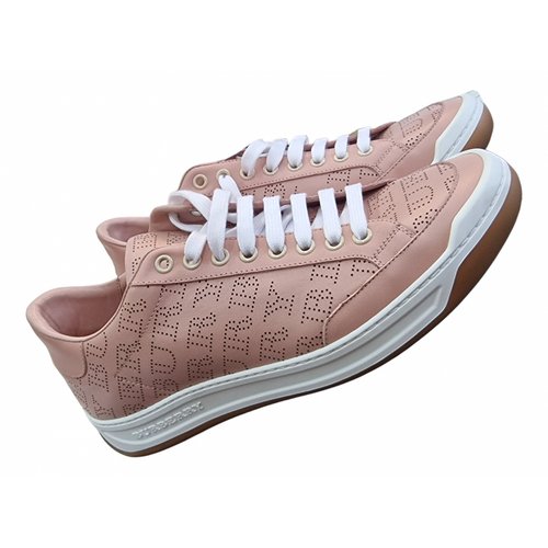 Pre-owned Burberry Leather Trainers In Pink