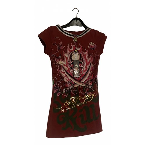 Pre-owned Ed Hardy Tunic In Burgundy