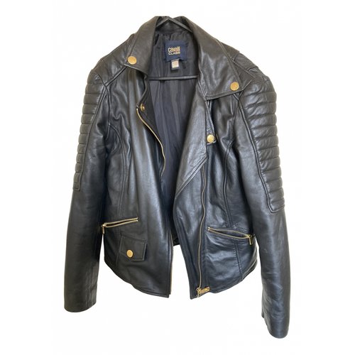 Pre-owned Roberto Cavalli Leather Biker Jacket In Black