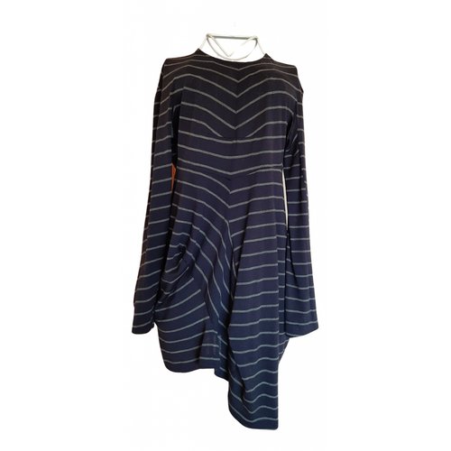Pre-owned Chalayan Wool Mini Dress In Navy