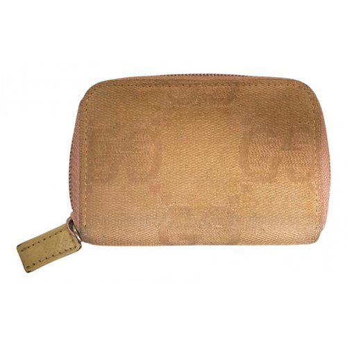 Pre-owned Gucci Leather Card Wallet In Camel
