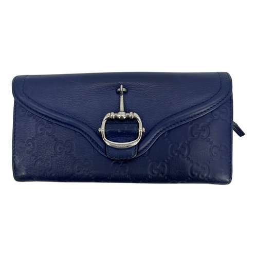 Pre-owned Gucci Horsebit 1955 Leather Wallet In Blue