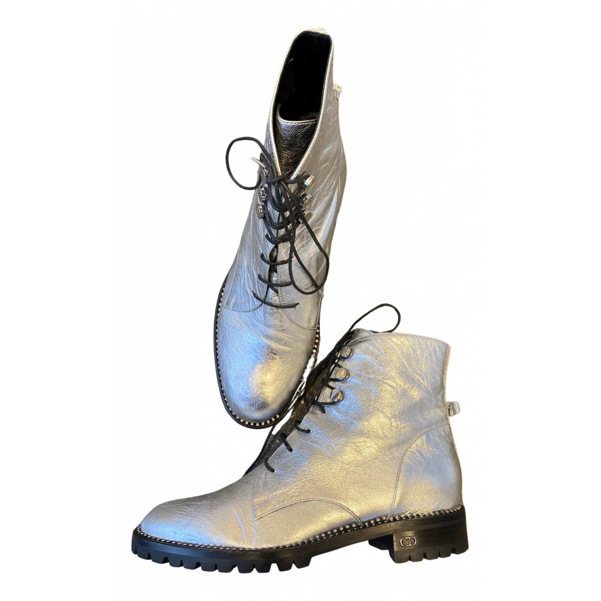 Pre-owned Dior Leather Lace Up Boots In 