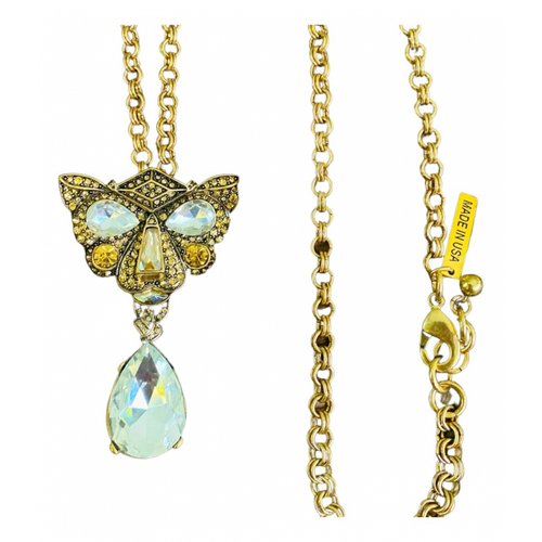 Pre-owned Oscar De La Renta Crystal Necklace In Gold