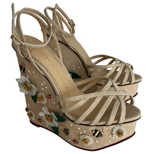 Pre-owned Charlotte Olympia Cloth Sandals In Beige
