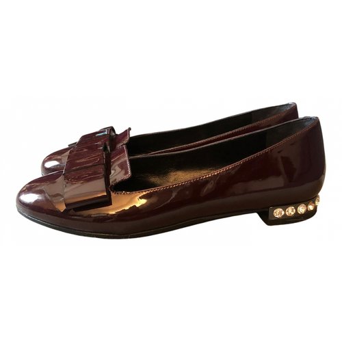Pre-owned Baldinini Patent Leather Ballet Flats In Burgundy