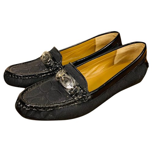 Pre-owned Coach Cloth Flats In Black