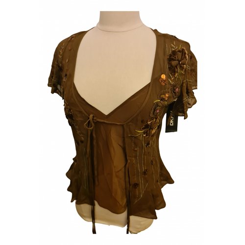 Pre-owned Dkny Silk Blouse In Brown