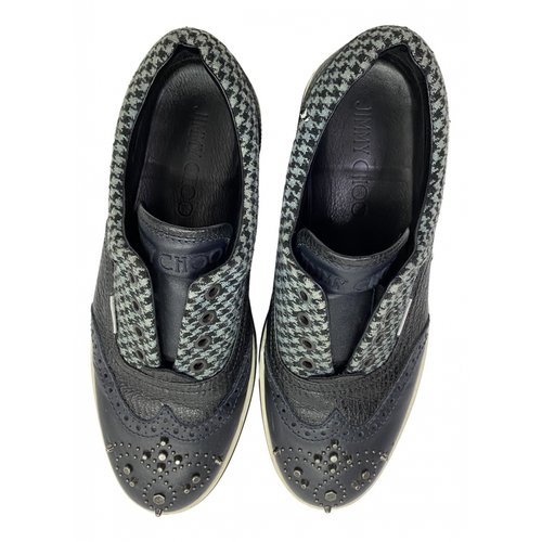 Pre-owned Jimmy Choo Leather Low Trainers In Navy