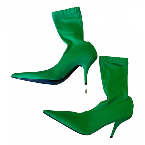 Pre-owned Balenciaga Knife Cloth Ankle Boots In Green