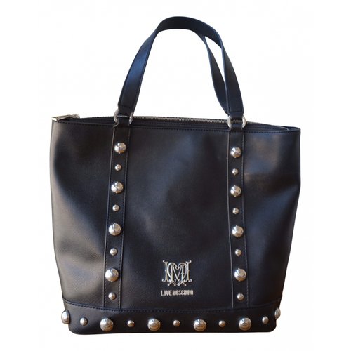 Pre-owned Moschino Love Vegan Leather Tote In Black