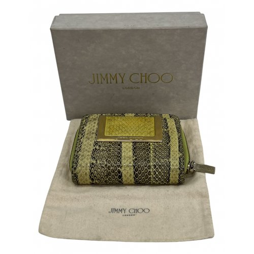 Pre-owned Jimmy Choo Python Clutch Bag In Green