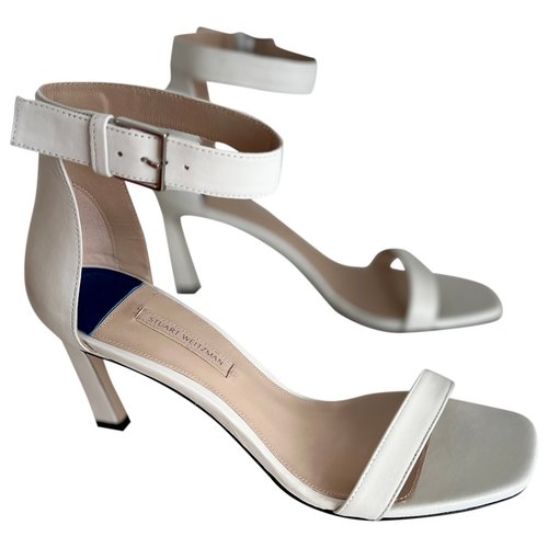 Pre-owned Stuart Weitzman Leather Sandals In White