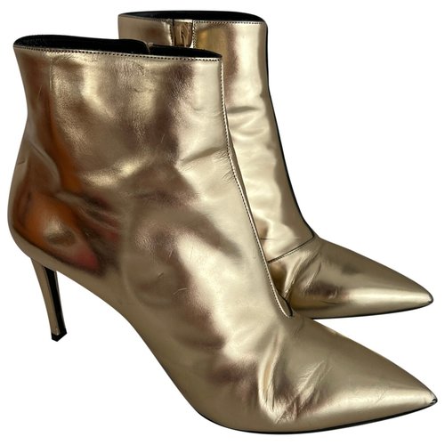 Pre-owned Balenciaga Slash Leather Ankle Boots In Gold